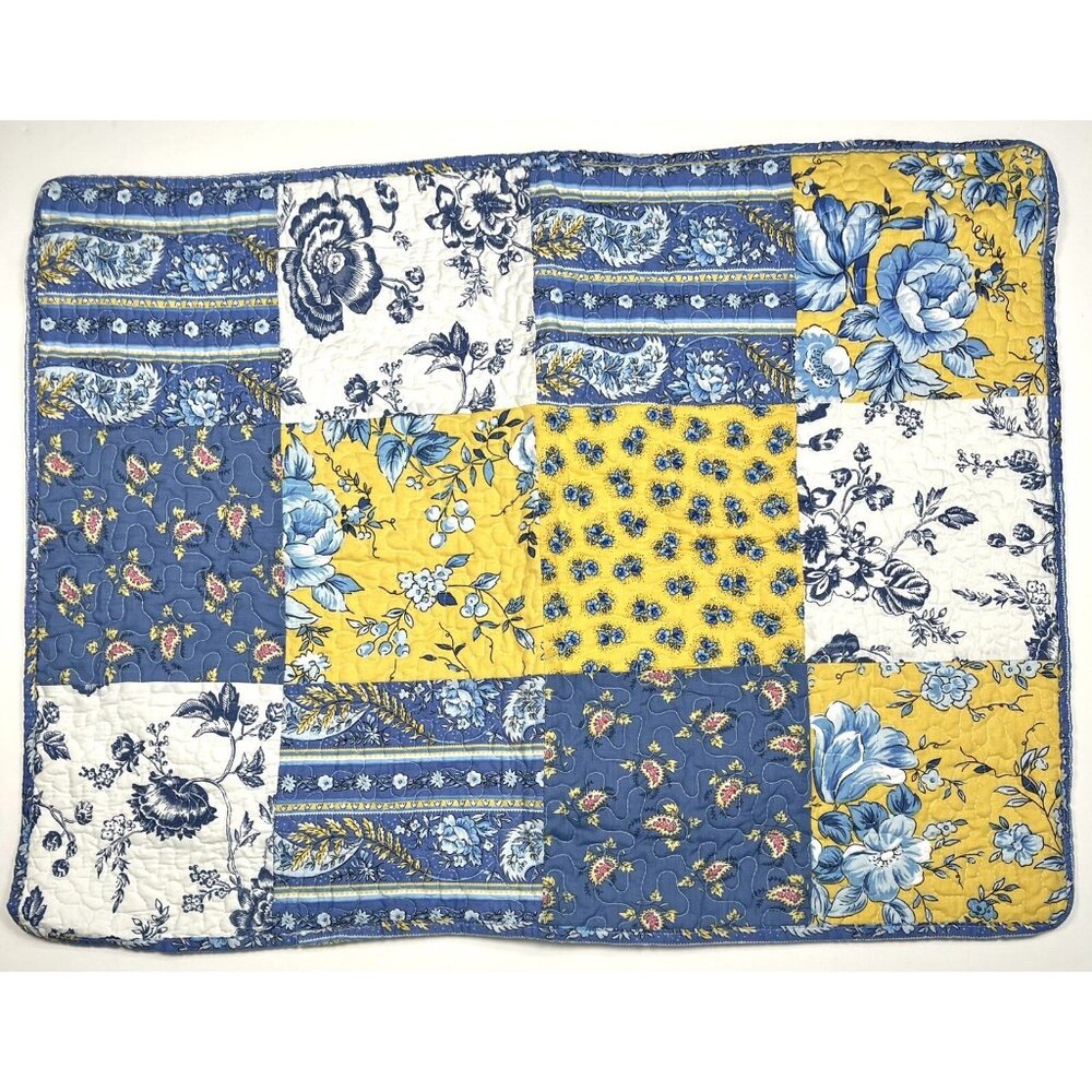 Single C&F HOME 20"x26" Standard Quilted PILLOW SHAM Yellow/Blue French Country